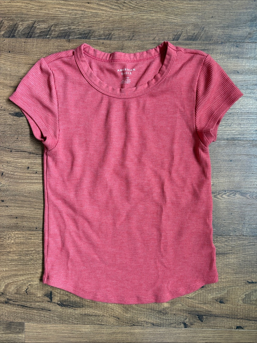 American Eagle Outfitters Short Sleeve Ribbed Tee in Dusty Rose Pink